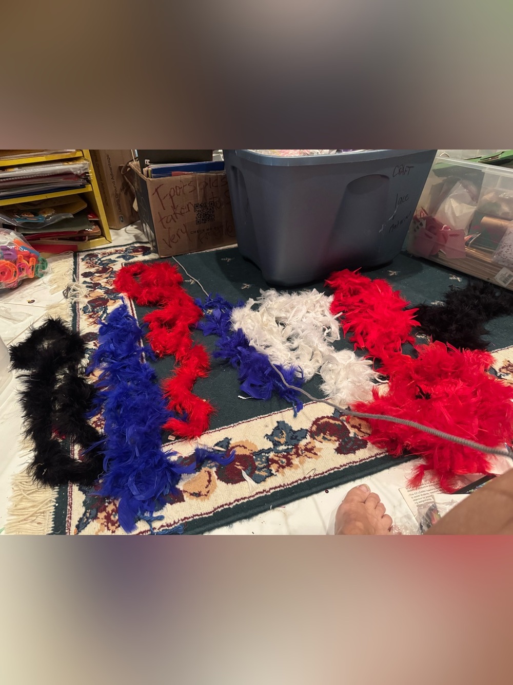 Classic Feather Boa Set - Red, White, Blue - Home Party Supplies